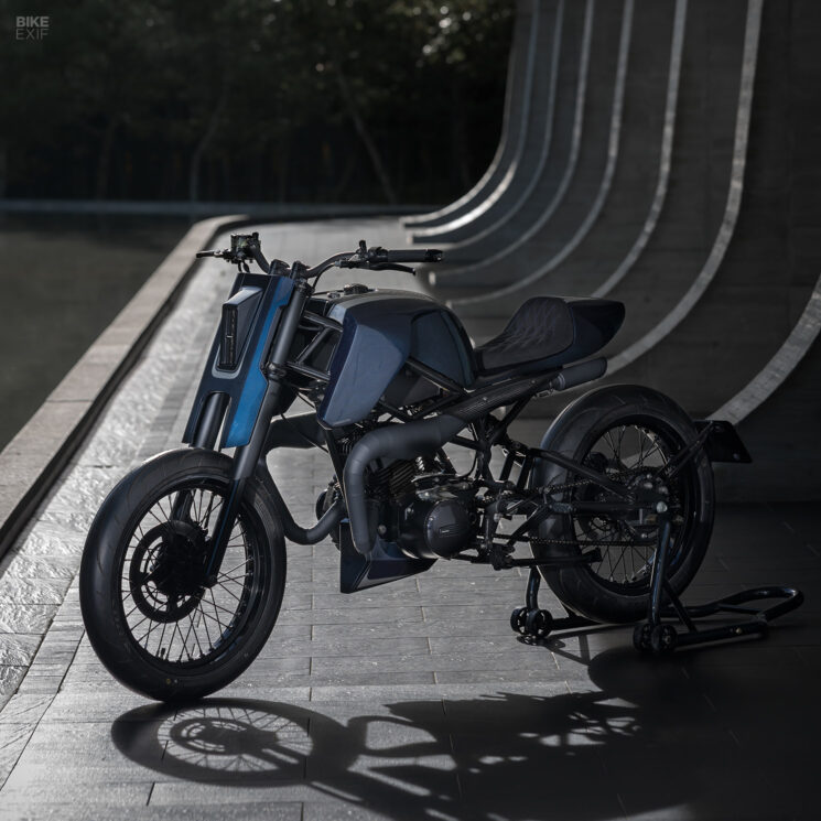 Custom Suzuki 125 two-stroke street tracker