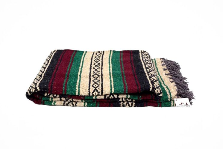 The Baja Leather Falsa Serape Blanket can provide a durable camping solution for motorcycle riders with unparalleled style. 