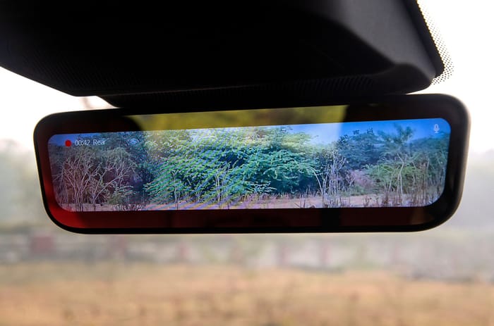 Tata Safari petrol rear camera display in IRVM